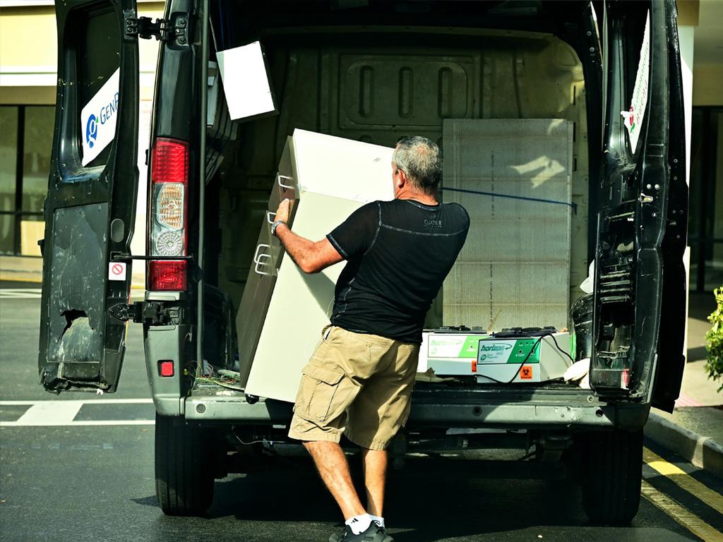 Loading large items into a cargo van