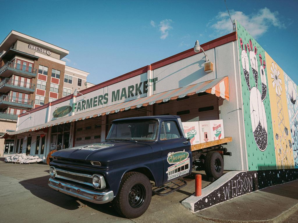 Pickup truck at farmers market