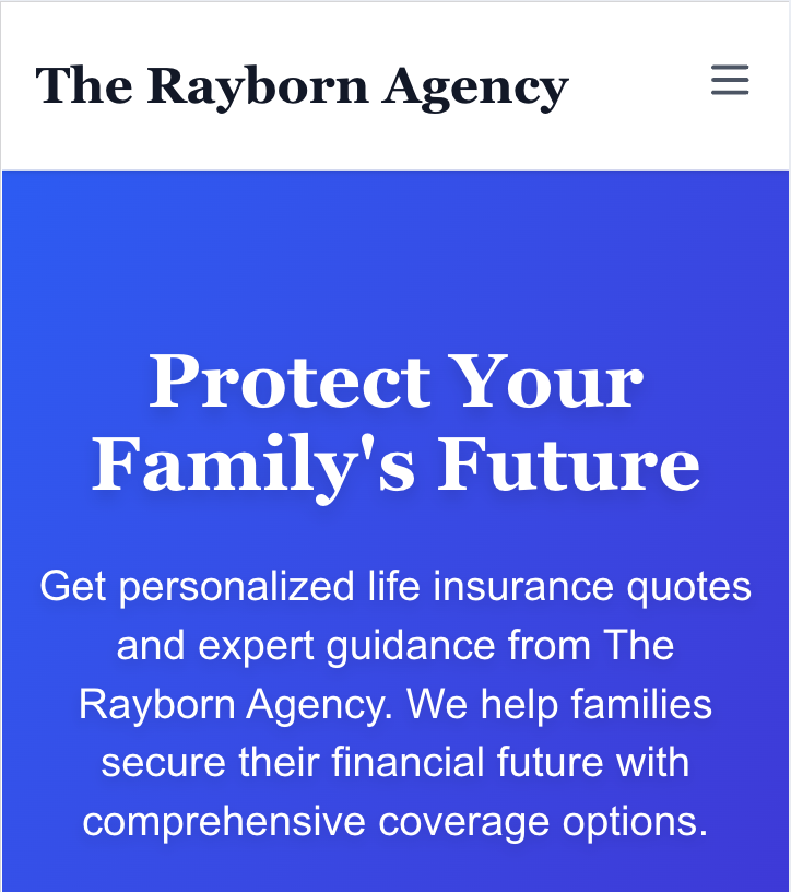 Screenshot of Portfolio site The Rayborn Agency